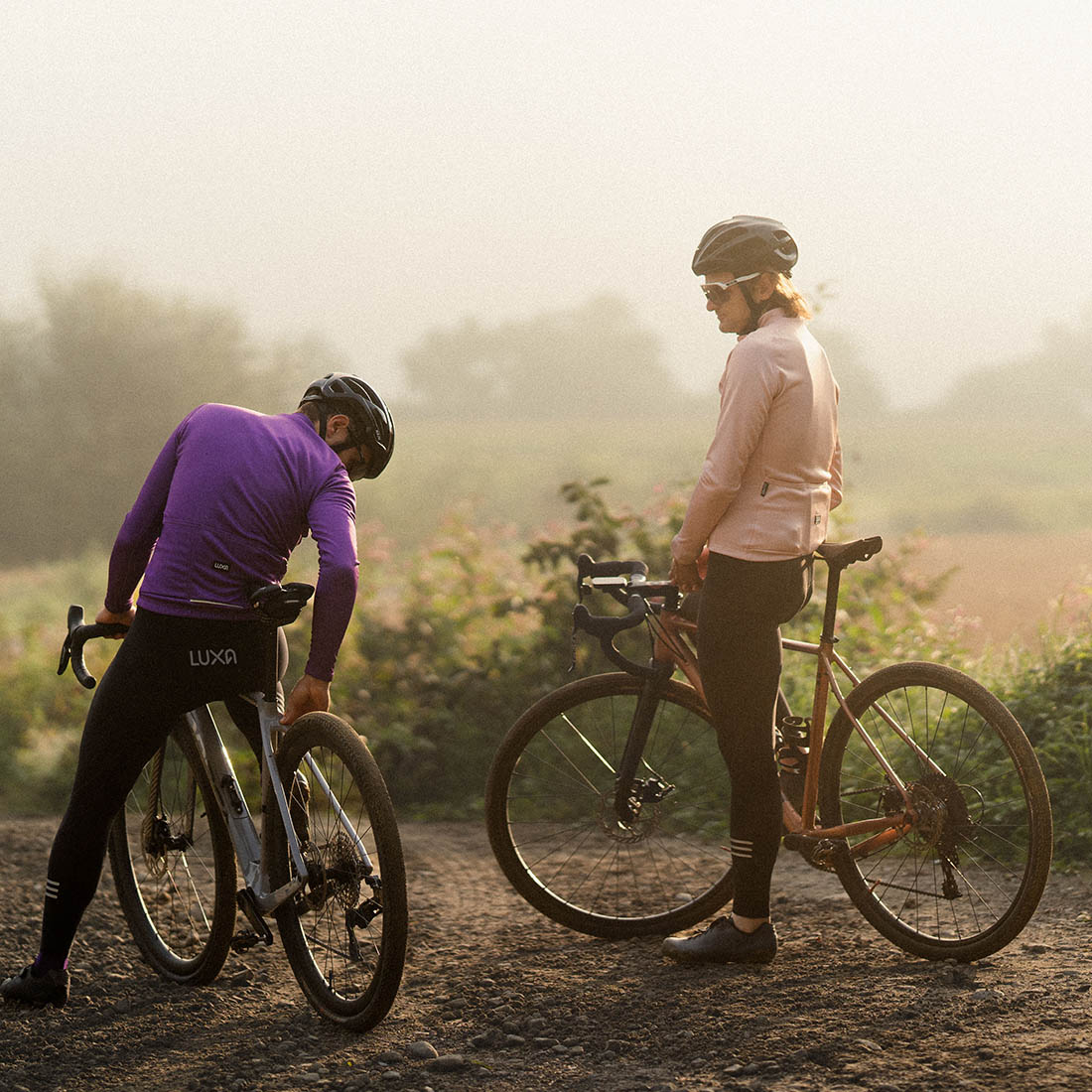 Warm and fleece-lined Luxa cycling jerseys for autumn and gravel.
